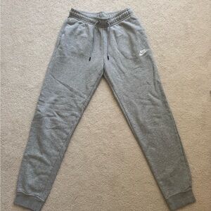 Nike Gray Track Pants with Tapered Leg and Elastic Waistband